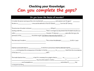 Checking your Knowledge:
Can you complete the gaps?
 