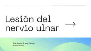 Lesión del
nervio ulnar
Anatomía Aplicada
Dra. Shalom D. Arce Valencia
 