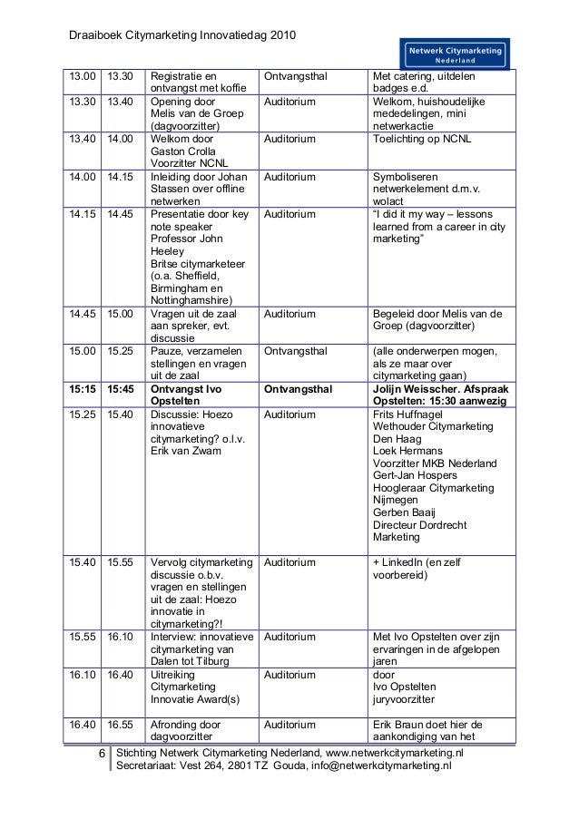 Draaiboek citymarketing innovatiedag versie 2