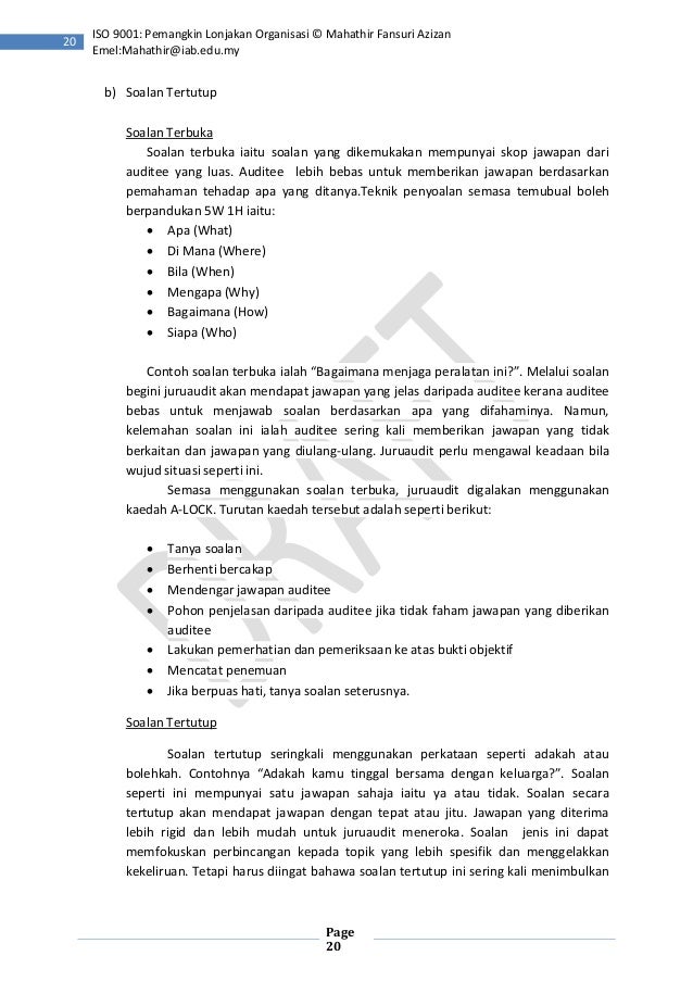 Panduan Juruaudit Dalaman ISO 9001