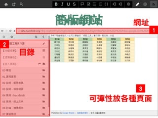 讓每個人學會做「hackfoldr」
以不寫程式為前提
 