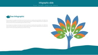 Tree Infographic
If you are going to use a passage of Lorem Ipsum, you need to be sure there isn't anything embarrassing hidden in the middle of text.
All the Lorem Ipsum generators on the Internet tend to repeat predefined chunks as necessary, making this the first tru generator on
the InternetInternettendto repeatpredefinedcgenerator hunks as necessary.
If you are going to use a passage of Lorem Ipsum, you need to be sure there isn't anything embarrassing hidden in the middle of text.
All the Lorem Ipsum generators on the Internet tend to repeat predefined chunks as necessary, making this the first tru generator on
the InternetInternettendto repeatpredefinedgeneratorhunks as necessary.
Infographic slide
Y o u r G r e a t s u b t i t l e H e r e .
 