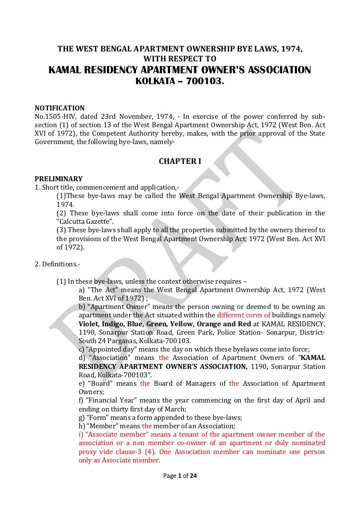 Draft copy-of-bye-laws-kamal-residency 10th-march12