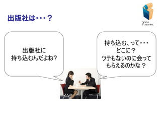 出版社は・・・？


             持ち込む、って・・・
  出版社に         どこに？
持ち込むんだよね?   ツテもないのに会って
             もらえるのかな？
 