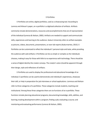 E Portfolio Draft 1