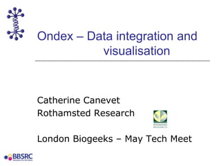 Ondex – Data integration and 			visualisation Catherine Canevet Rothamsted Research London Biogeeks – May Tech Meet 
