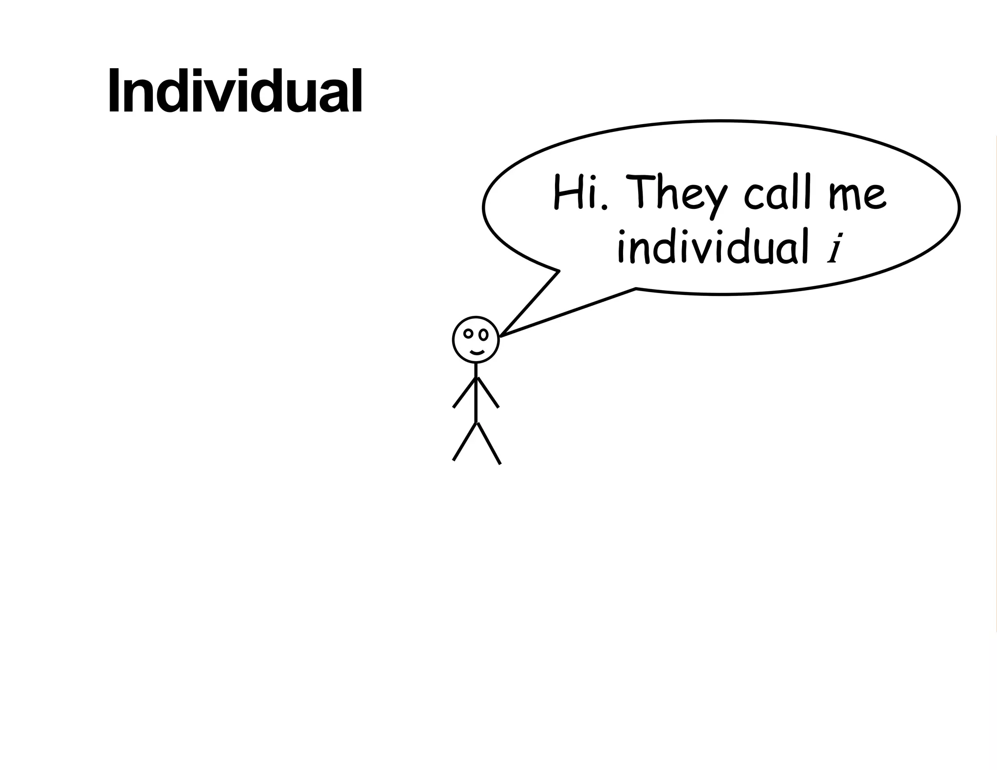 Individual Population
Hi. They call me
individual i
 