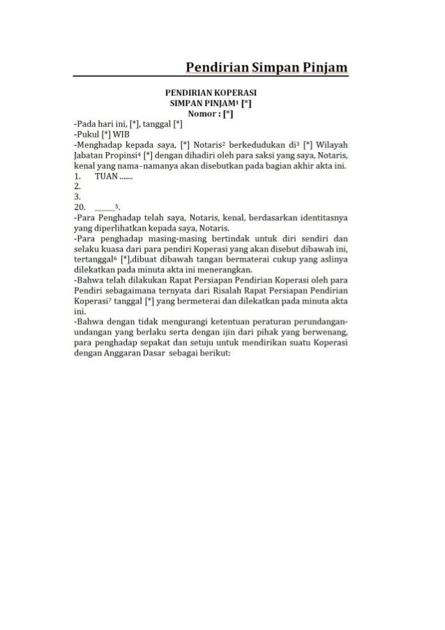 Draft Akta Notaris Lengkap Dengan Surat Surat Perjanjian Dan Pernyata