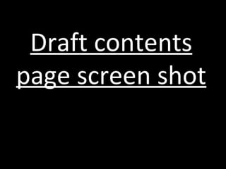 Draft contents page screen shot 