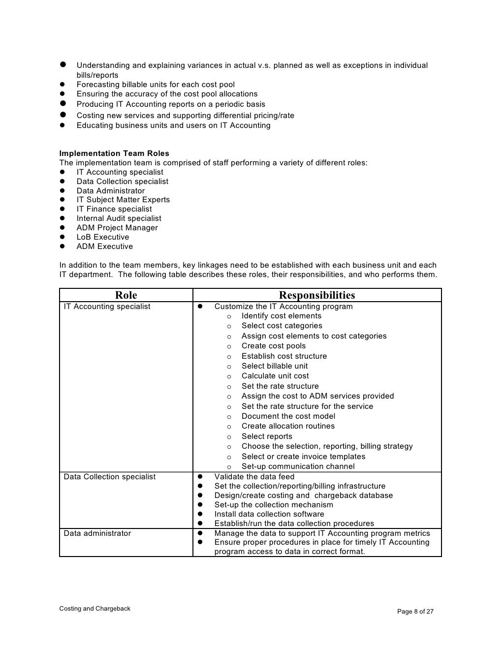 Draft Deliverable IT Cost Recovery Process Implementation Playbook