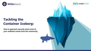 1
Tackling the
Container Iceberg:
How to approach security when most of
your software comes from the community
 
