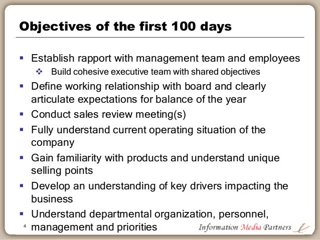 first 100 days in new job presentation