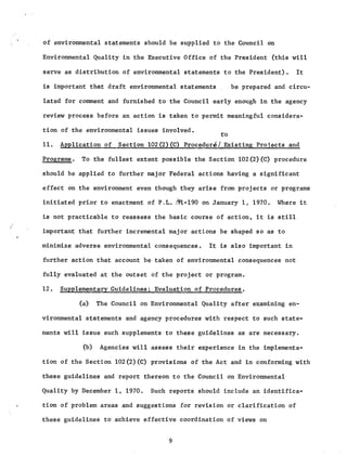 Draft guidelines for statements on major federal actions