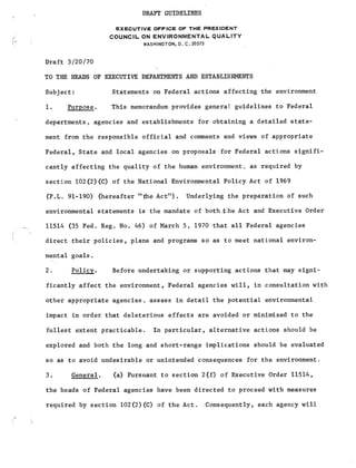 Draft guidelines for statements on major federal actions