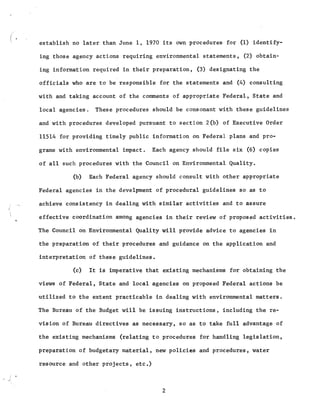 Draft guidelines for statements on major federal actions