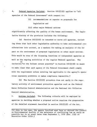 Draft guidelines for statements on major federal actions