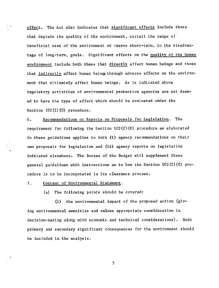 Draft guidelines for statements on major federal actions