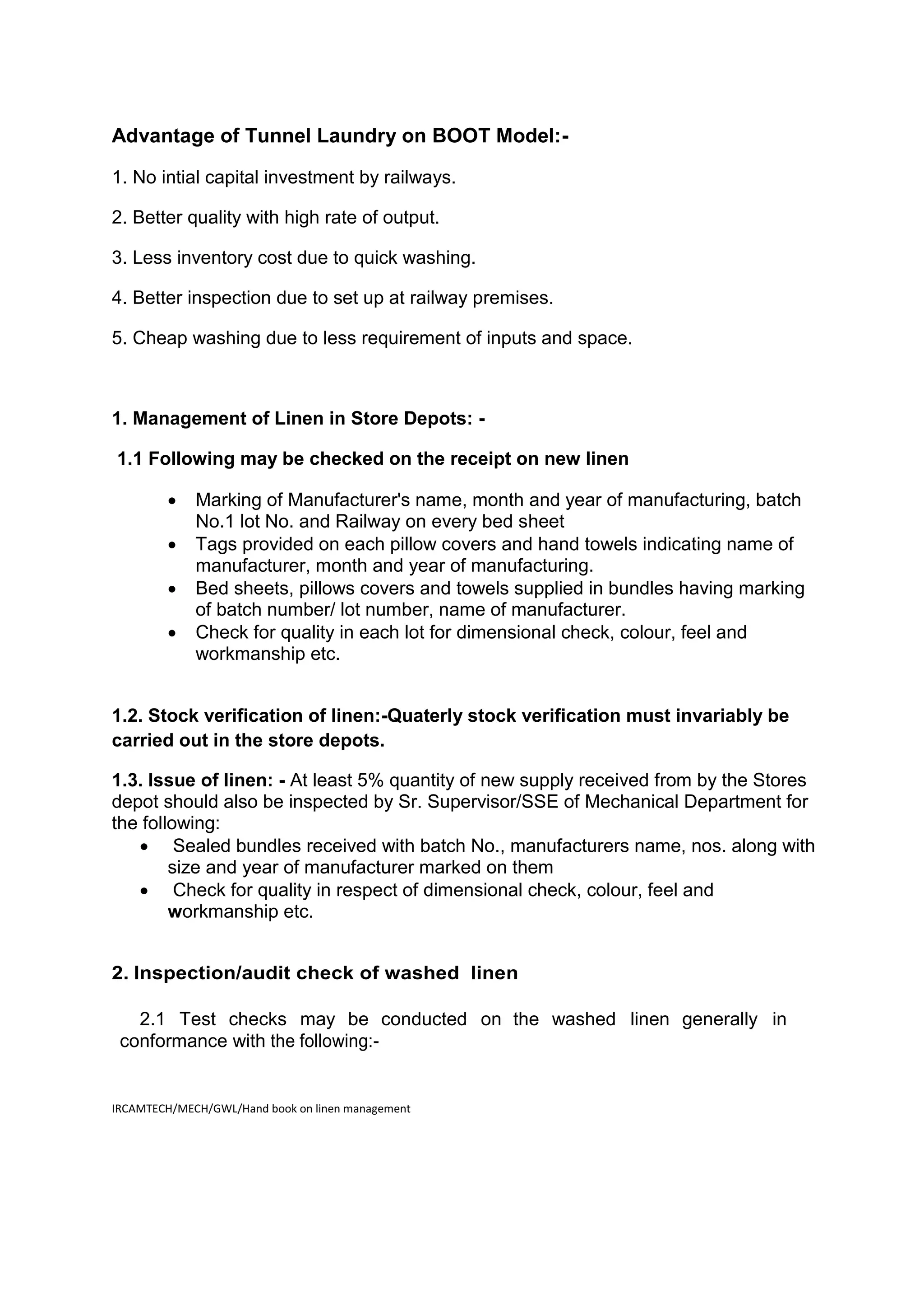 Draft handbook on linen management | PDF