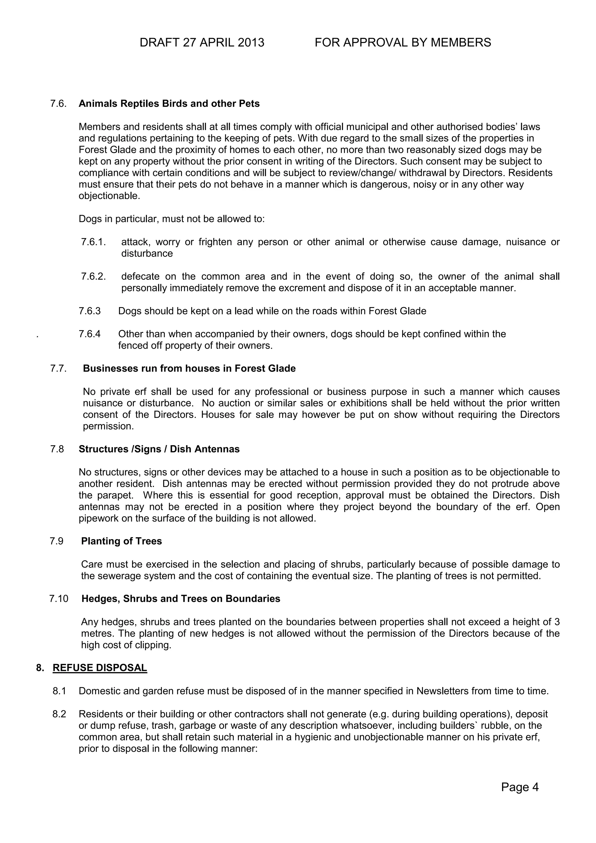 Forest Glade Estate Draft HOA Rules PDF