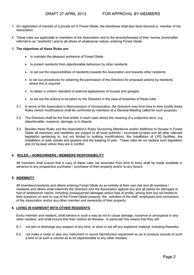 Forest Glade Estate Draft HOA Rules PDF