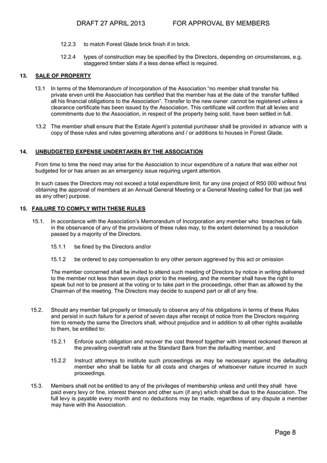 Forest Glade Estate Draft HOA Rules PDF