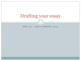 ENG 101 – QVCC Spring 2010 Drafting your essay 