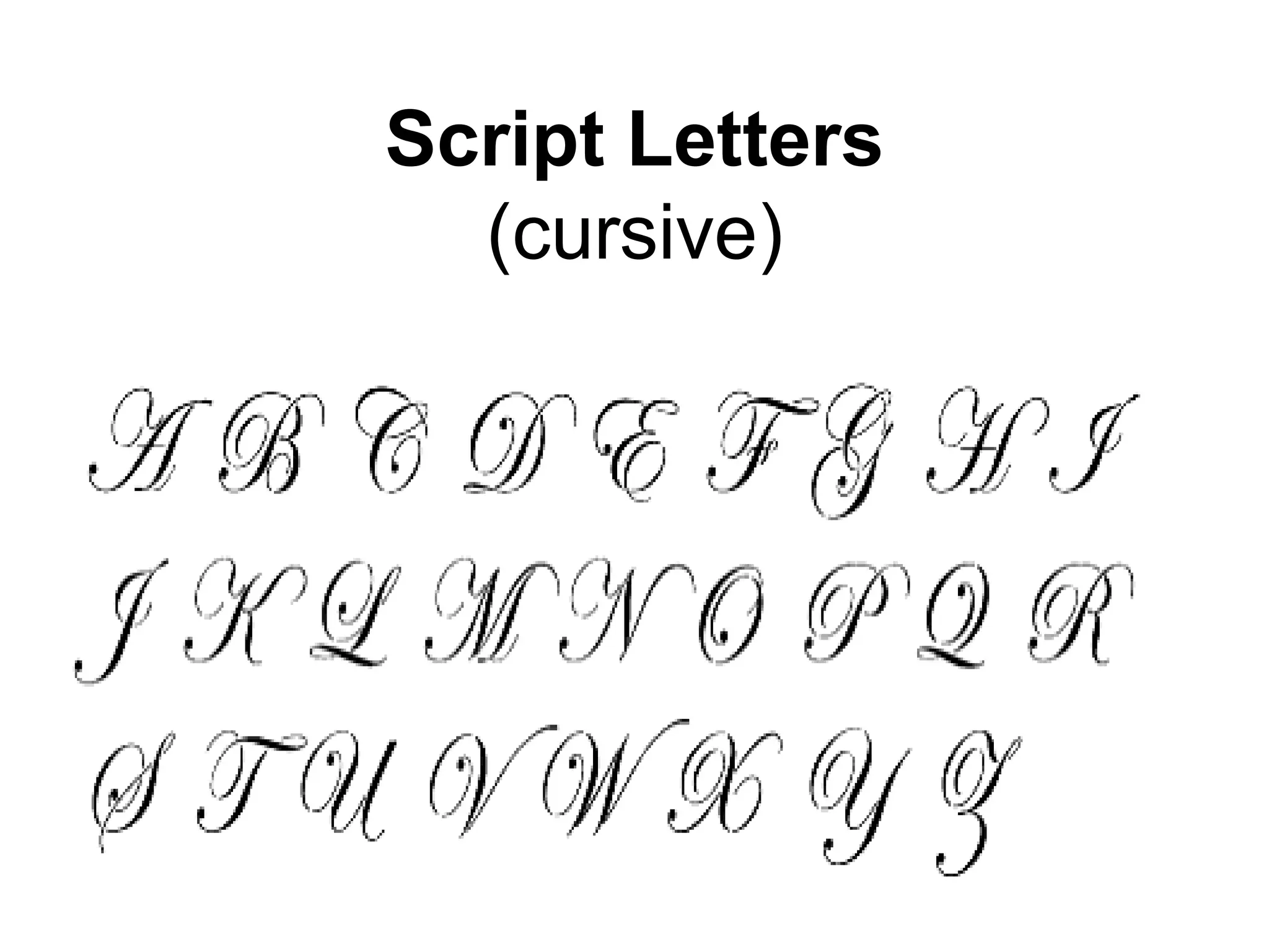 Script Letters
(cursive)
 