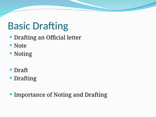 Drafting letter Official General Instructions | PPT