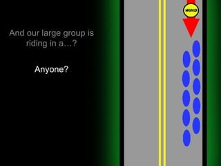 And our large group is riding in a…? Anyone? 