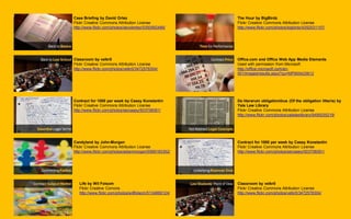 Case Briefing by David Ortez
Flickr Creative Commons Attribution License
http://www.flickr.com/photos/davidortez/5350562485/
Classroom by velkr0
Flickr Creative Commons Attribution License
http://www.flickr.com/photos/velkr0/3472576304/
Contract for 1000 per week by Casey Konstantin
Flickr Creative Commons Attribution License
http://www.flickr.com/photos/sercasey/503706091/
Candyland by John-Morgan
Flickr Creative Commons Attribution License
http://www.flickr.com/photos/aidanmorgan/5589183352/
Life by Wil Folsom
Flickr Creative Comons
http://www.flickr.com/photos/willfolsom/5134869124/
The Hour by BigBirdz
Flickr Creative Commons Attribution License
http://www.flickr.com/photos/bigbirdz/4352531157/
Office.com and Office Web App Media Elements
Used with permission from Microsoft
http://office.microsoft.com/en-
001/images/results.aspx?qu=MP900423612
De literarum obligationibus (Of the obligation litteris) by
Yale Law Library
Flickr Creative Commons Attribution License
http://www.flickr.com/photos/yalelawlibrary/5495035219/
Contract for 1000 per week by Casey Konstantin
Flickr Creative Commons Attribution License
http://www.flickr.com/photos/sercasey/503706091/
Classroom by velkr0
Flickr Creative Commons Attribution License
http://www.flickr.com/photos/velkr0/3472576304/
 