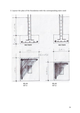 3. Layout the plan of the foundation with the corresponding sizes used

SECTION

PLAN
CF -1

SECTION

PLAN
CF -2

24

 