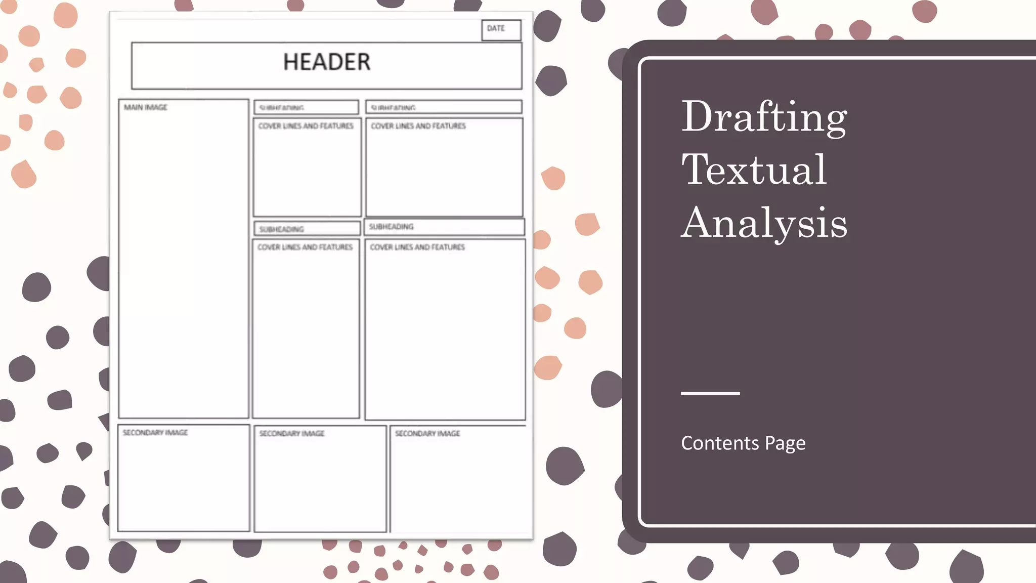 Drafting
Textual
Analysis
Contents Page
 