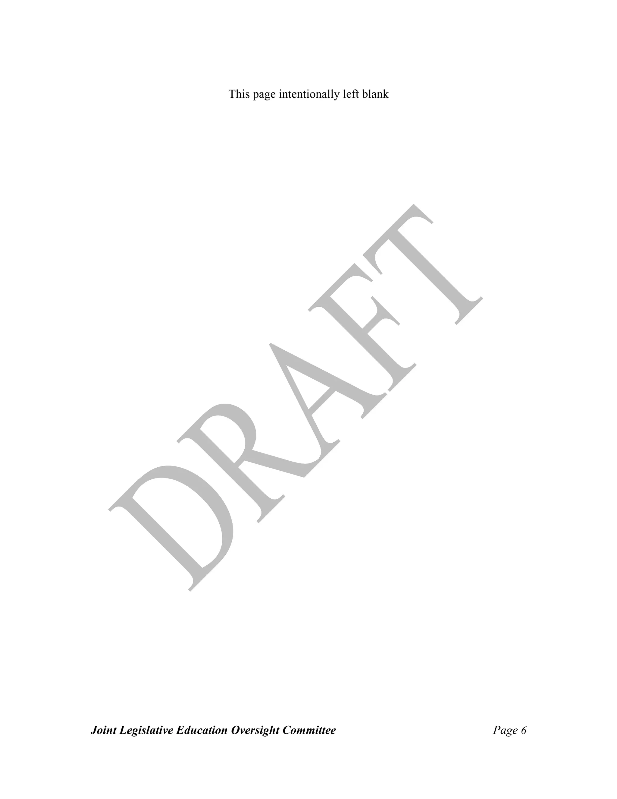 Joint Legislative Education Oversight Committee Page 6
This page intentionally left blank
 