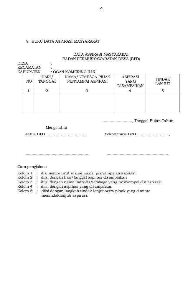 Draft lampiran perbup bpd oki