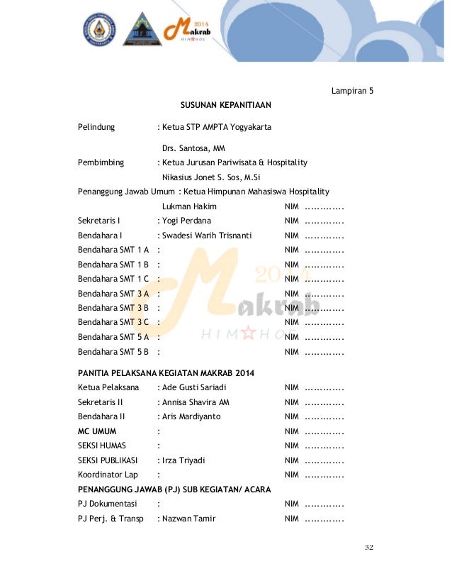 DRAF PROPOSAL MAKRAB HIMPUNAN MAHASISWA HOSPITALITY