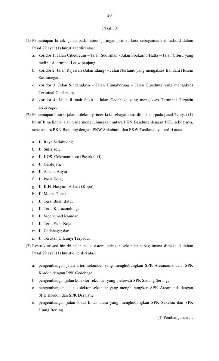 Draft raperda revisi rtrw kota bandung
