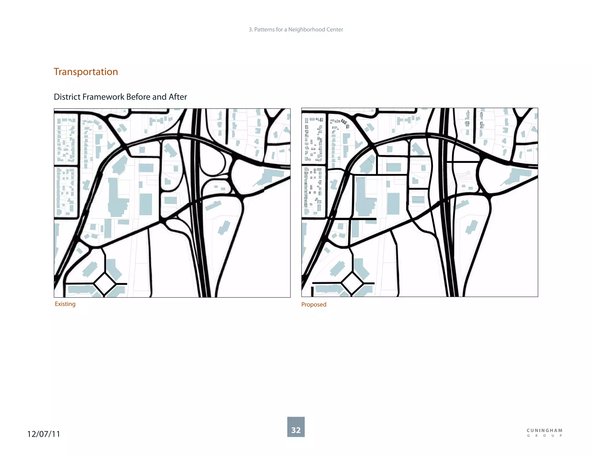 3. Patterns for a Neighborhood Center




      Transportation

      District Framework Before and After




      Existing                                                   Proposed




12/07/11                                                    32
 