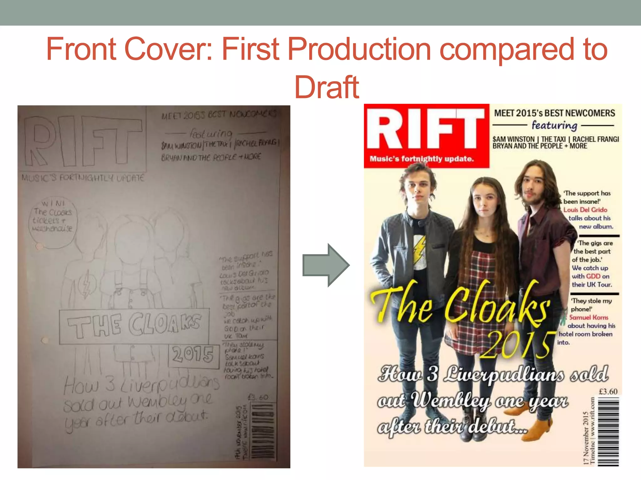 Front Cover: First Production compared to
Draft
 
