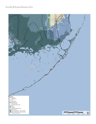 Seven50: Se Florida ProSPerity Plan
18,000’ 36,000’ 54,000’ 72,000’0
Monroe County
LEGEND
Highway
Major Arterial
Rail
Transit Stop
Walkable Areas
Urbanized Area
Preserved Natural Areas
Parks
Farmland
Restored Everglades Flow
Airport or Port
Areas Threatened by 2’ Sea Level Rise
Areas Threatened by 2’ Sea Level Rise
(Assuming 3’ High Tide)
 