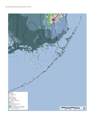 Seven50: Se Florida ProSPerity Plan
18,000’ 36,000’ 54,000’ 72,000’0
Monroe County
LEGEND
Highway
Major Arterial
Rail
Transit Stop
Walkable Areas
Urbanized Area
Preserved Natural Areas
Parks
Farmland
Restored Everglades Flow
Airport or Port
Areas Threatened by 2’ Sea Level Rise
Areas Threatened by 2’ Sea Level Rise
(Assuming 3’ High Tide)
 