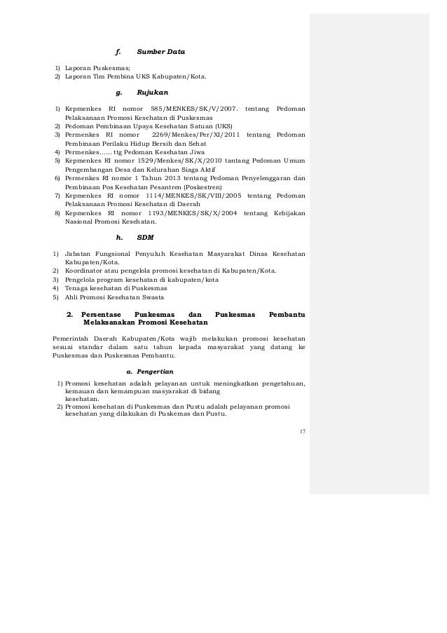 Draft standar pelayanan minimal kesehatan 2015