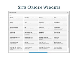 Site Origin Widgets
 