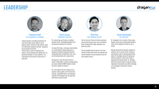 21
LEADERSHIP
Mr. Larson brings over 20 years of combined
corporate finance, technology development and
entrepreneurial experience to the Board. 

Currently CEO of Kater, a Vancouver-based mobility
as a service (MaaS) company building out an
integrated intermodal transportation platform
incorporating public transportation, buses, taxis
and ride haling vehicles into a single service. 

Previously, Mr. Larson has been CEO and co-
founder of Helios Wire, a satellite company building
out a space-enabled IoT/M2M network, and was
CEO and co-founder of UrtheCast. 

Mr. Larson helped scale the company from its
inception, taking it public on the Toronto Stock
Exchange, raising $200 million, and leading the
company to 250 employees over five years with
seven offices around the world.

Paul Sun has over 20 years of business experience
and has held numerous senior roles at investment
banks including Scotia Capital, Desjardins, and
Beacon Securities. 

Paul has provided financial solutions from small
startups to billion dollar market cap companies and
has been involved in many transactions across the
entire capital structure.
Mr. Hannewyk is the co-founder of Drone Logics
Systems and has been consulting with enterprise
clients on the integration of drones for over a
decade.

Working closely with international companies in
industries such as mining, forestry, energy and
entertainment as well as advising governmental
bodies, Mr. Hannewyk oversees the design and
delivery of systems to meet client's needs. A
progressive and forward-thinker, Mr. Hannewyk
draws from industry insight to recognize customer
requirements and pinpoint areas where technology
can be leveraged to make better business
decisions. 

Cameron Chell

CEO, CHAIRMAN & CO-FOUNDER
Scott Larson

PRESIDENT & DIRECTOR
Justin Hannewyk

SVP OPERATION
Paul Sun

CHIEF FINANCIAL OFFICER
Cameron has been a technology entrepreneur for
more than 30 years and has spent his career
growing a diverse collection of high-potential ideas
into revolutionary companies that have changed the
way we experience the world.

Cameron takes a hands-on leadership role in
projects, infusing innovation and adoption with the
operational principles of clarity, alignment, and
measurement into the culture of every team he
works with.
 