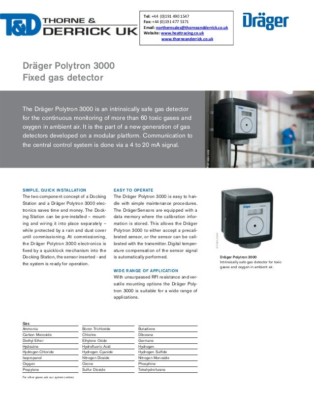 Drager Polytron 3000 Fixed Gas Detector - Spec Sheet