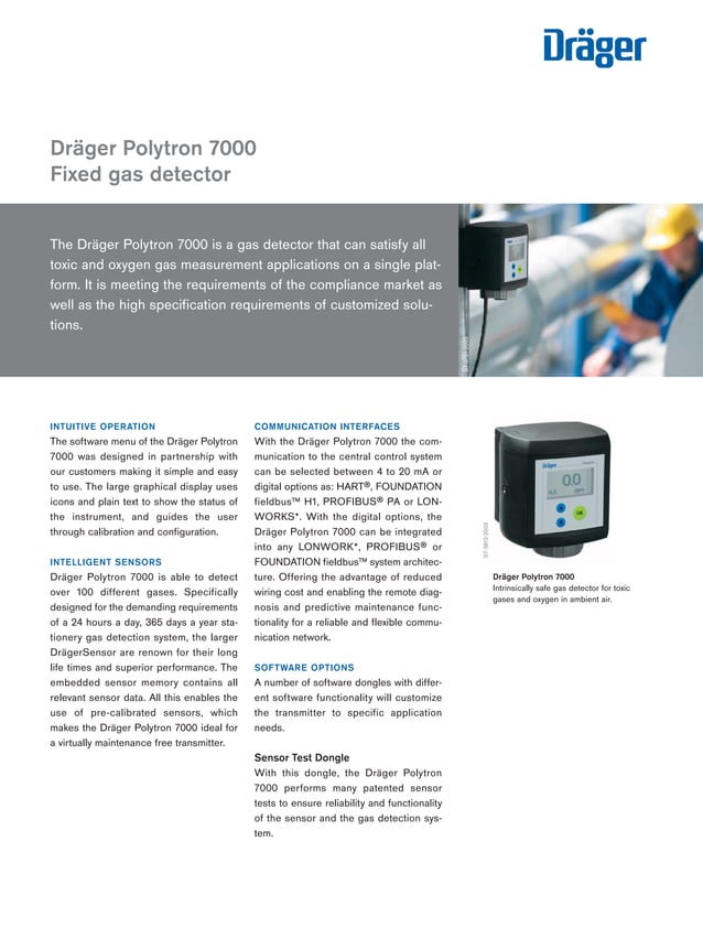 Drager Polytron 7000 Fixed Gas Detector Spec Sheet PDF