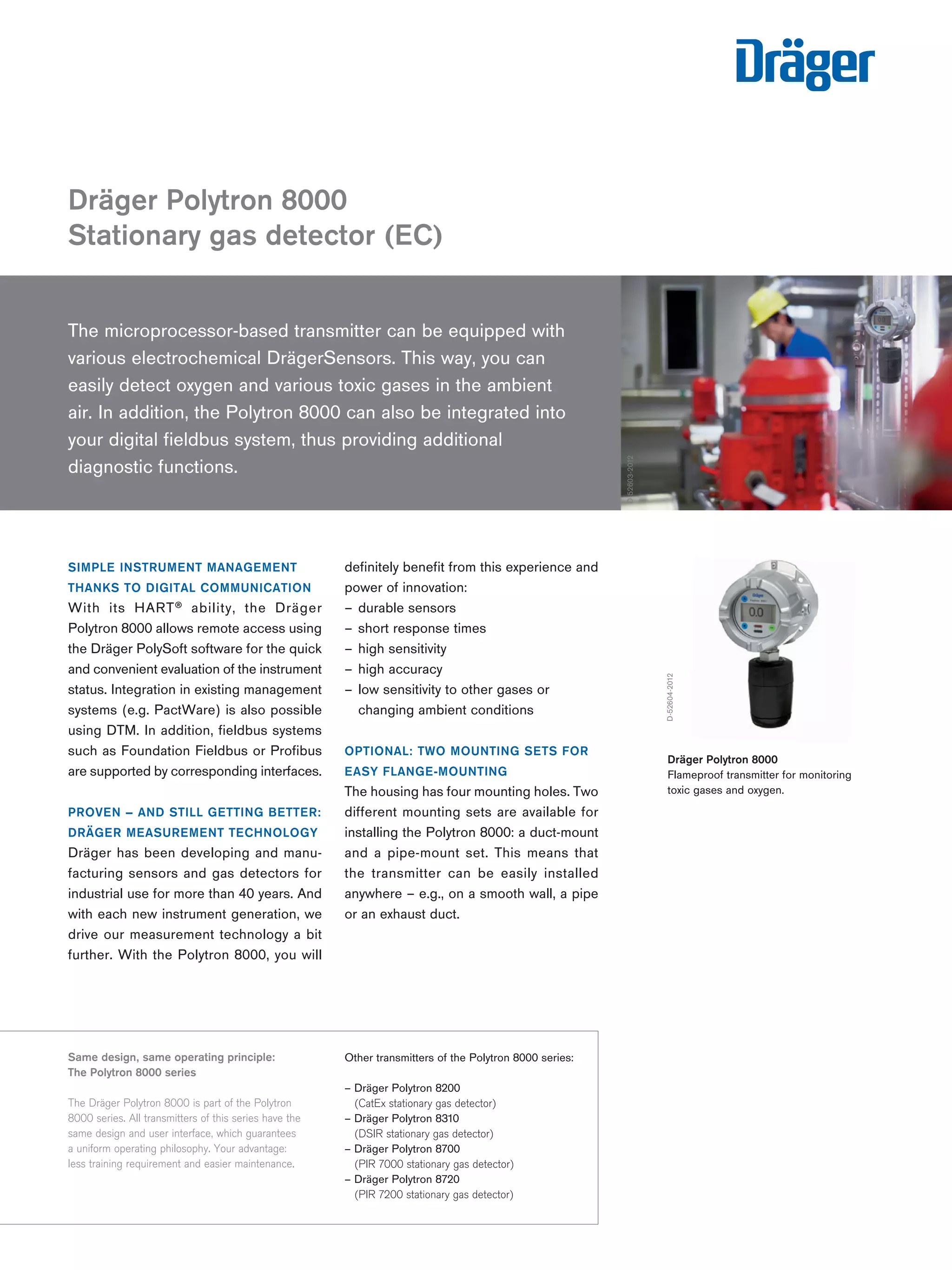 Drager Polytron 8000 Fixed Gas Detector Spec Sheet PDF