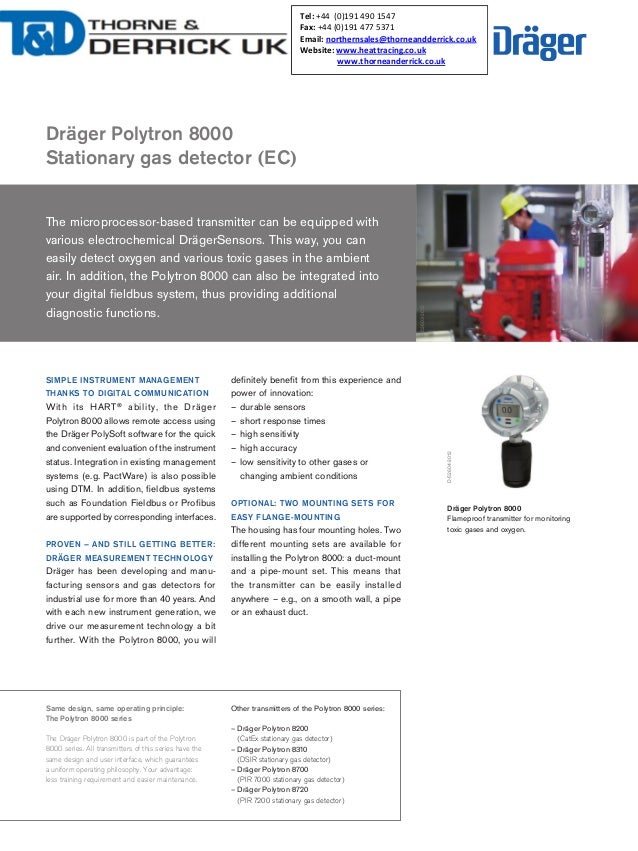 Drager Polytron 8000 Fixed Gas Detector Spec Sheet