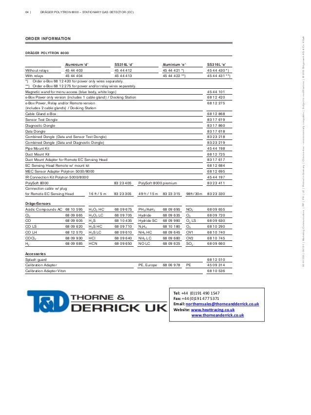 Drager Polytron 8000 Fixed Gas Detector Spec Sheet