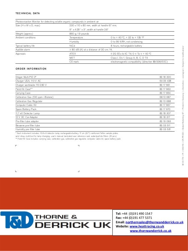 Dräger MultiPID 2 Portable Gas Detector Spec Sheet