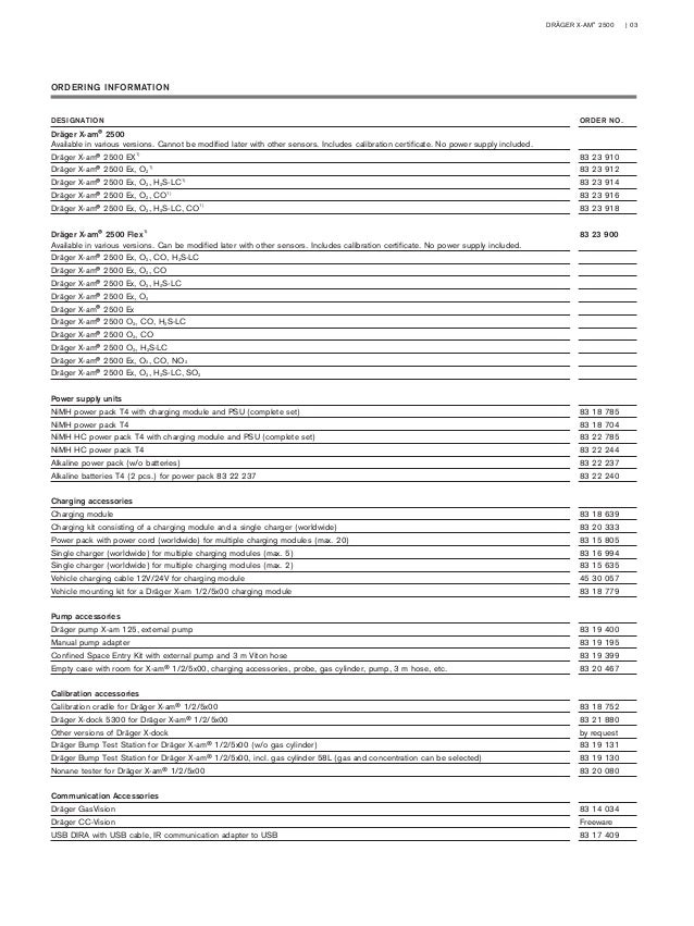 Dräger Xam 2500 Portable Gas Detector Spec Sheet